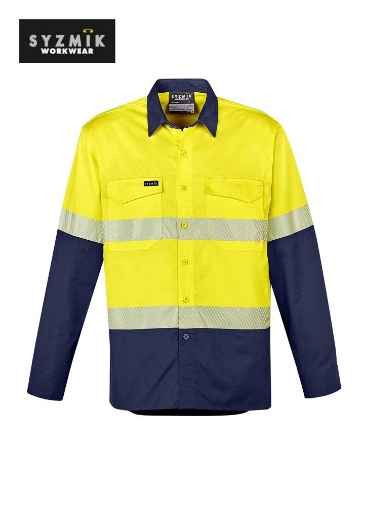 Picture of Syzmik, Mens Rugged Cooling Hi Vis Segmented Tape L/S Shirt